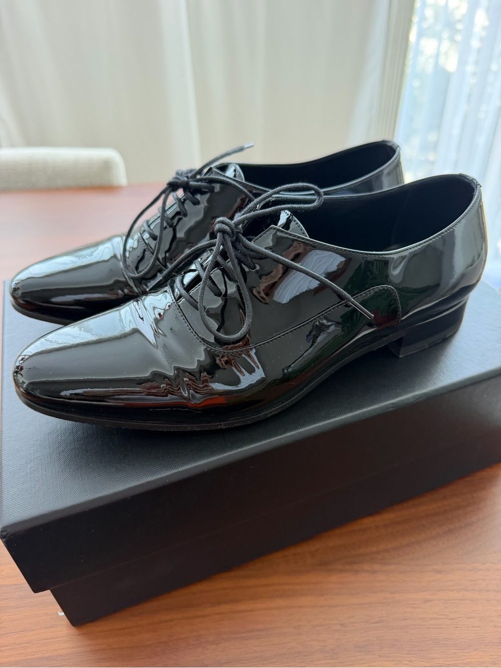 Women’s Black Patent Lace-Up Derby Dress Shoes 36.5